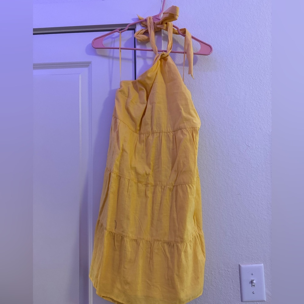 Abercrombie & Fitch yellow halter mini dress